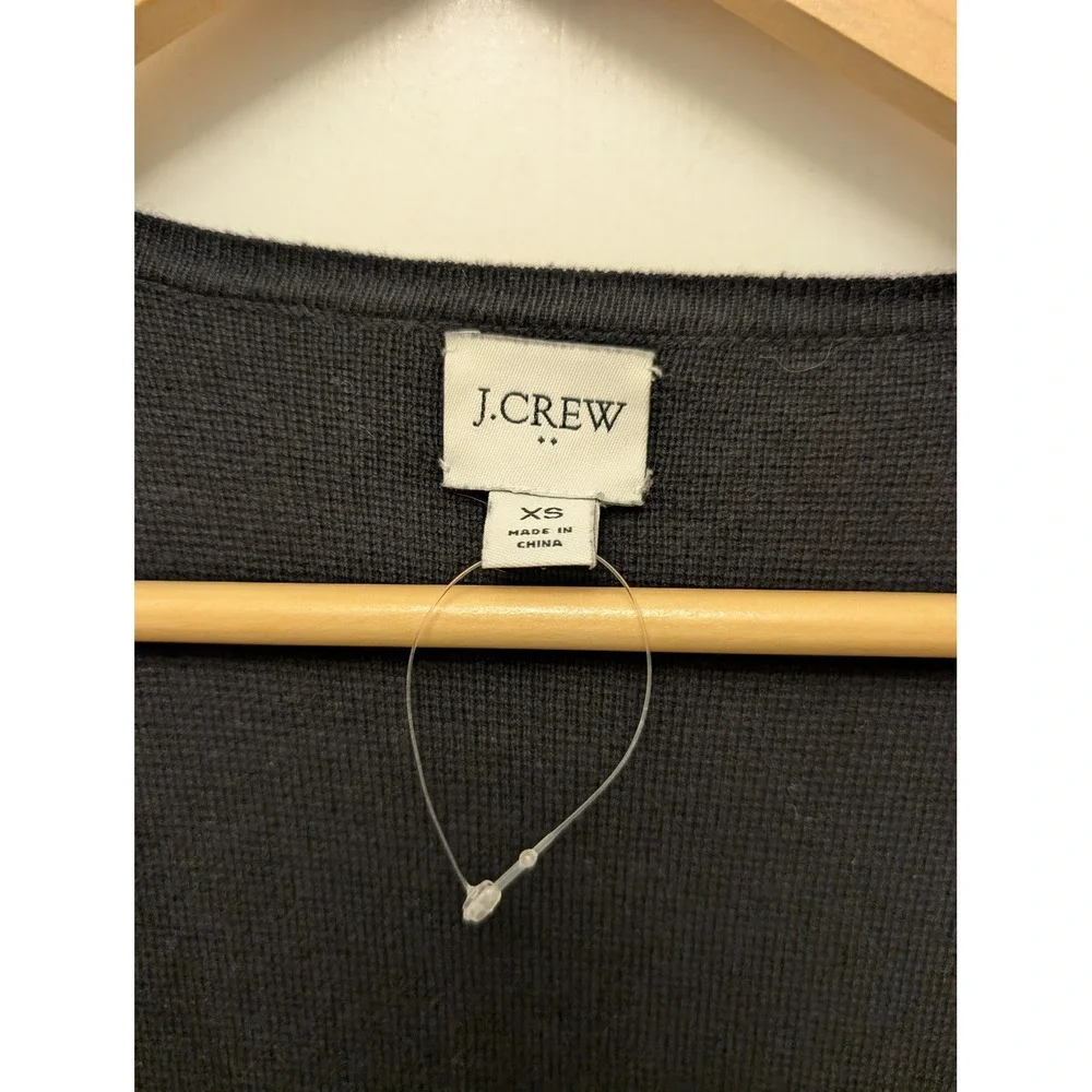 J. Crew Vanessa Sweater Jacket Open‎ Front Blazer Black Cardigan XS 100% Cotton